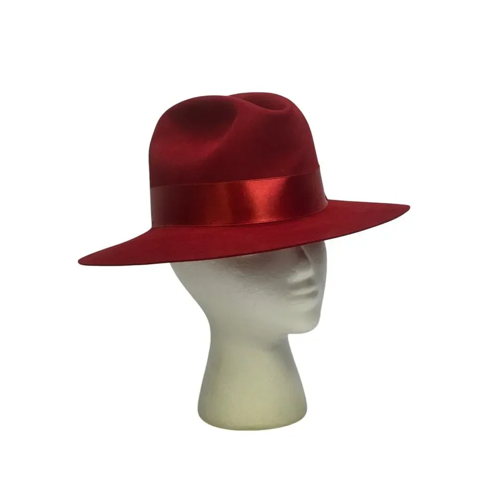 Resistol Self Conforming 5X Beaver Vintage Creased Satin Band 'Madera' Red Hat - Picture 1 of 9